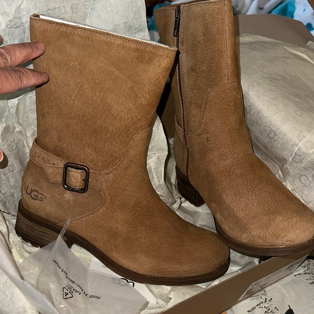 UGG Women's Brown Winter Boots 8w NWB GORGEOUS LEATHER